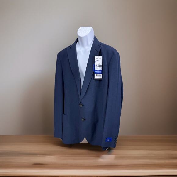 Haggar Men's Blazer Blue X-Large(48/50) Stretch Cotton Smart Wash Sports Coat